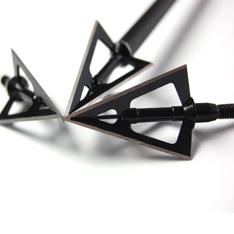 3/6/12/24/60pcs Broadheads Hunting 3 Blades Arrowheads Black Tip Steel For Bow And Crossbow Arrow Head Stainless Steel