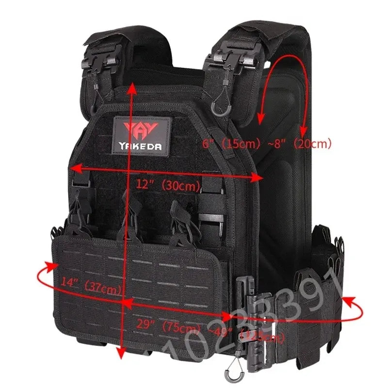 Yakeda New combat vest 6094 quick detachable light laser cut tactical vest black gear