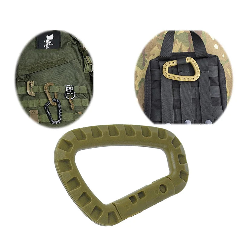 5pcs 8.5cm Tactical Backpack Buckle Fast Tactical Carabiner Plastic Hook D Shape