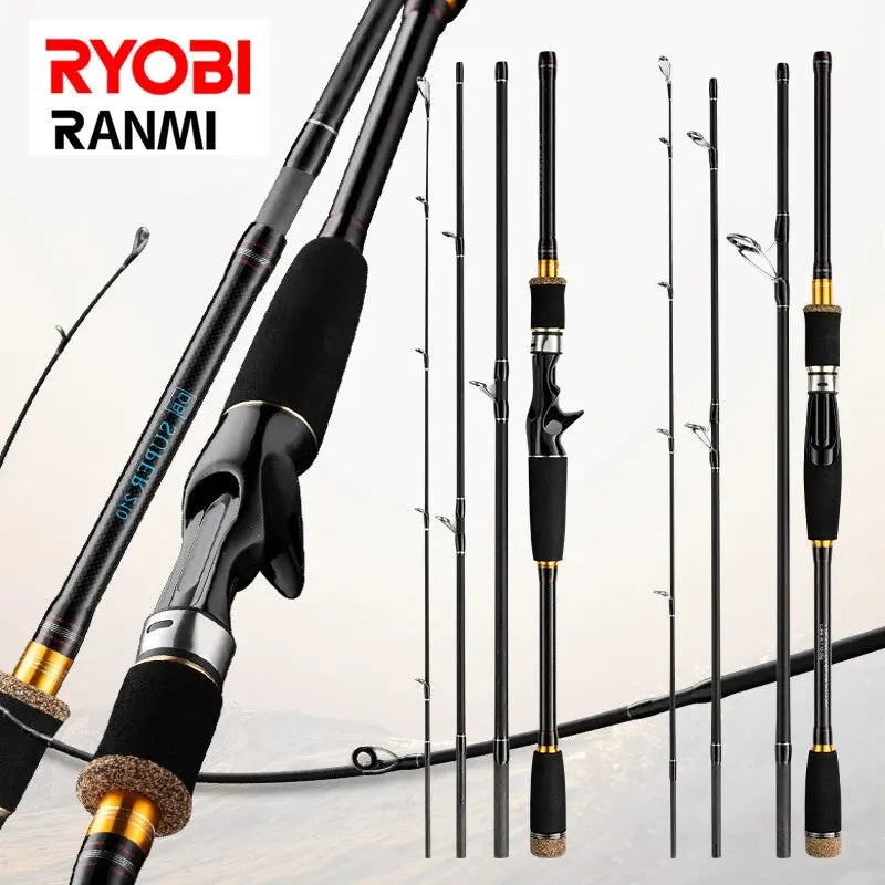 RYOBI RANMI SUPER 4 Section Fishing Rod Carbon Fiber Lure Spinning Casting Fast Light