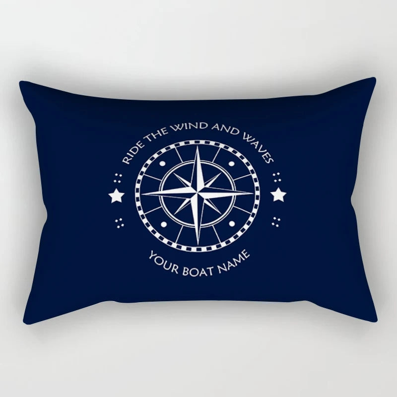 Blue Nautical Decoration Compass Sailing Lumbar Pillow Cover 30*50 Sofa Cushion