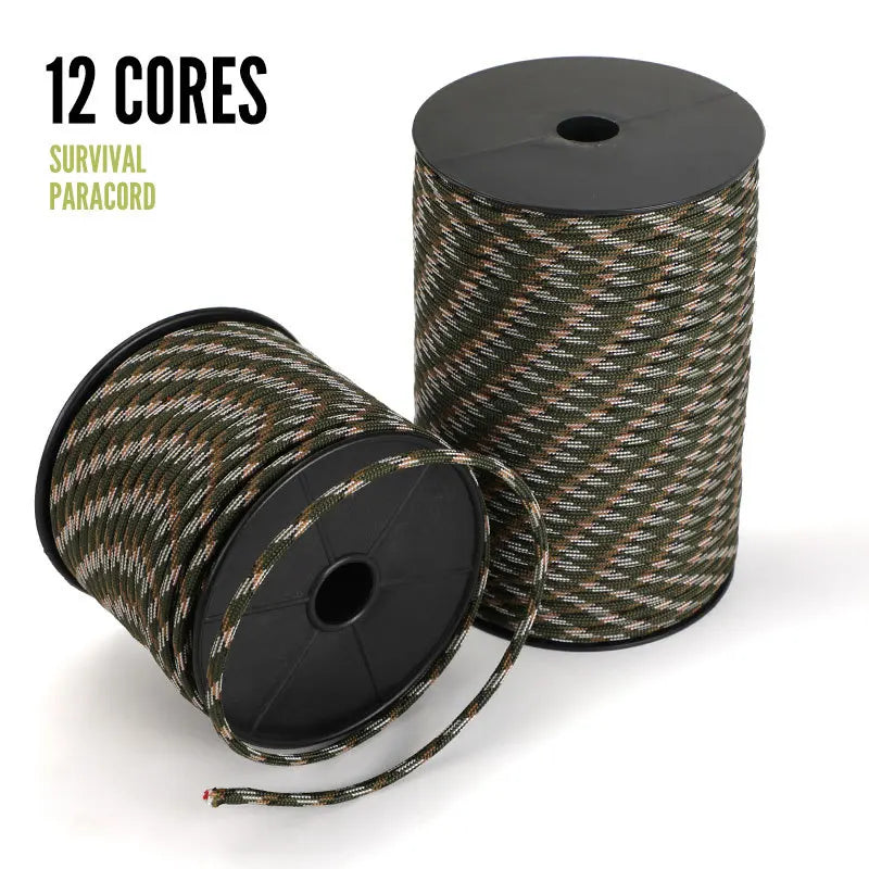 50m 12 Strand 650 Military 4mm Paracord Camping Survival 9x Parachute Cores 1x Fishing