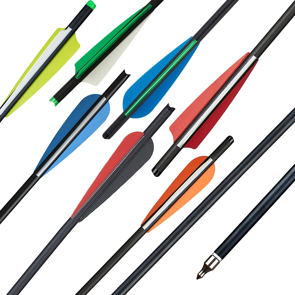 6/12/24pcs Toparchery 20inch Carbon Crossbow Arrow Crossbow Bolts Hunting Arrows with 4'' Vanes and Replaced Arrowhead Tips