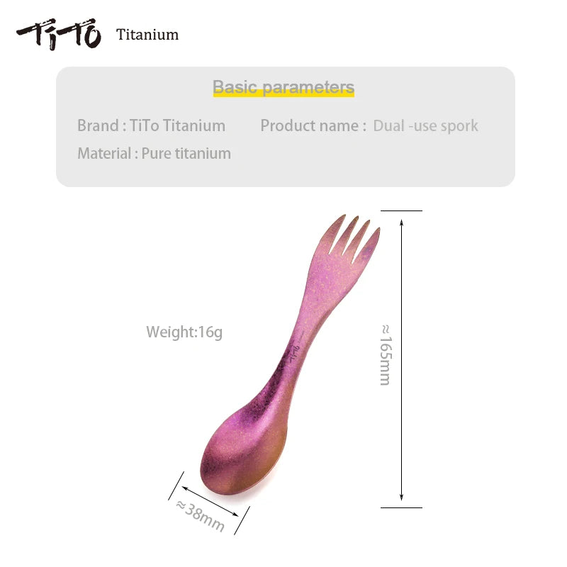 TiTo Titanium Spork Spoon Ultralight Cookware Portable for Outdoor Camping Picnic