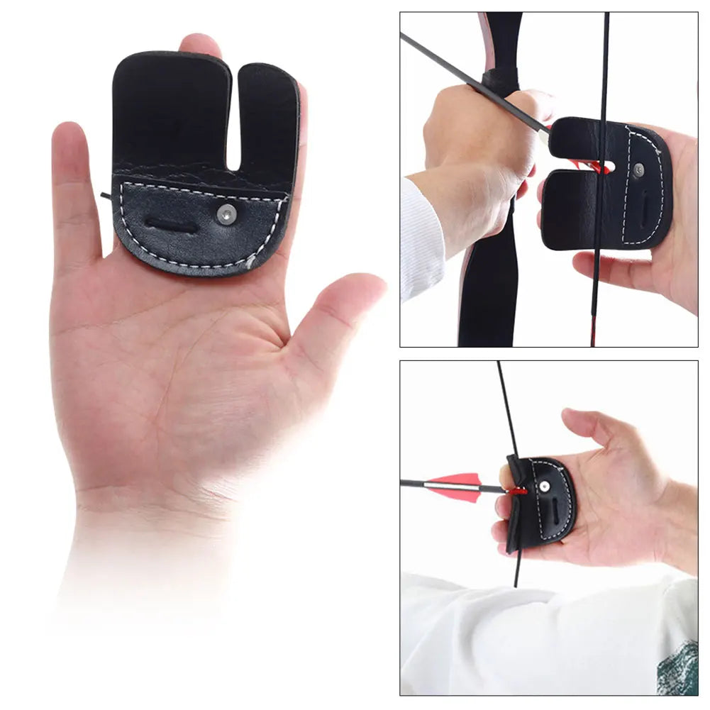 Cow Leather Archery Finger Guard Protection Pad Glove Tab Bow Shooting Hand Guard