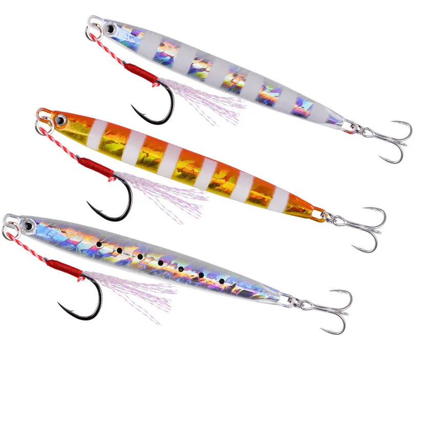 1Pc Long Metal Jig Fishing Lure Slow Cast Jigging Spoon 10G 20G 30G 40G SeaBass Lure