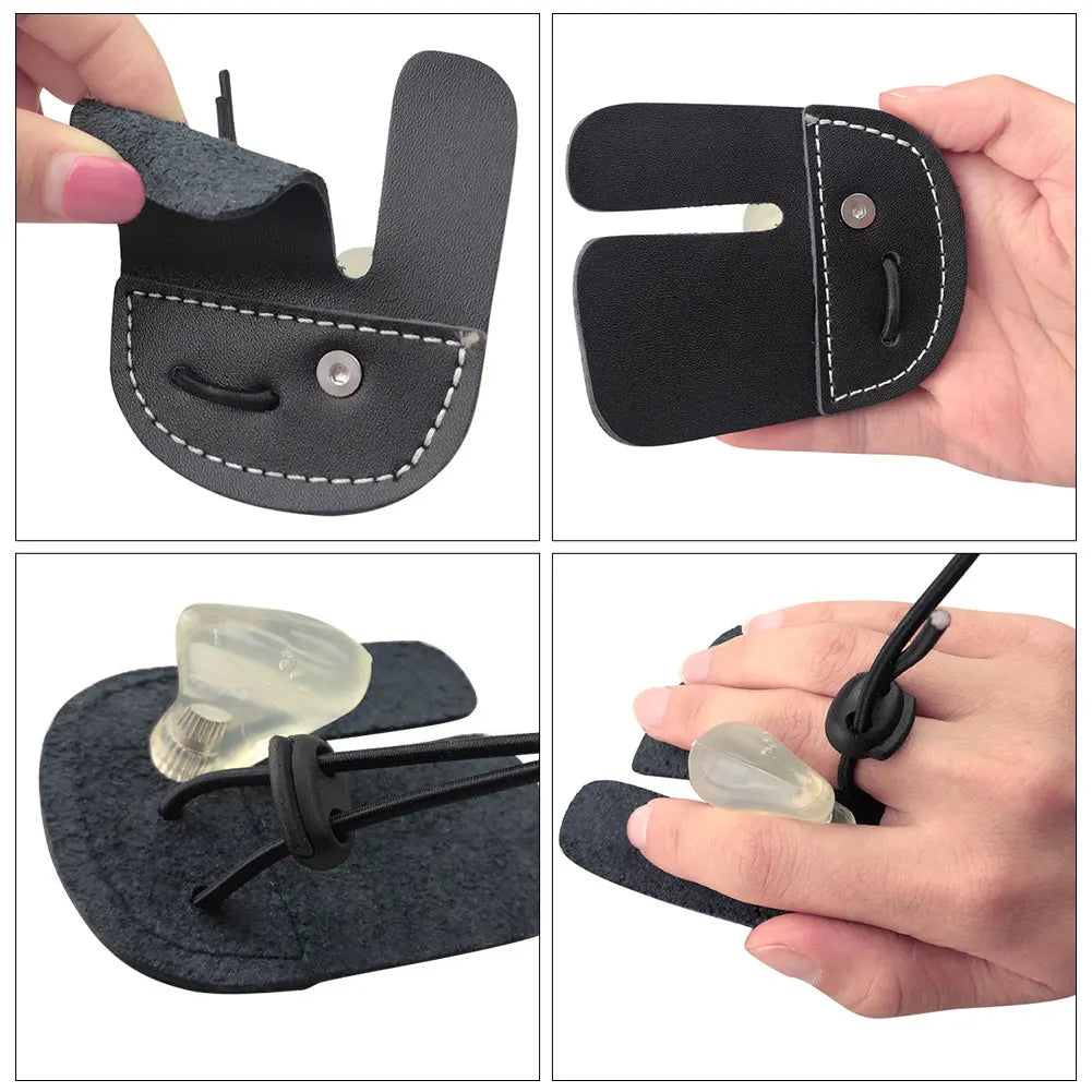 Cow Leather Archery Finger Guard Protection Pad Glove Tab Bow Shooting Hand Guard