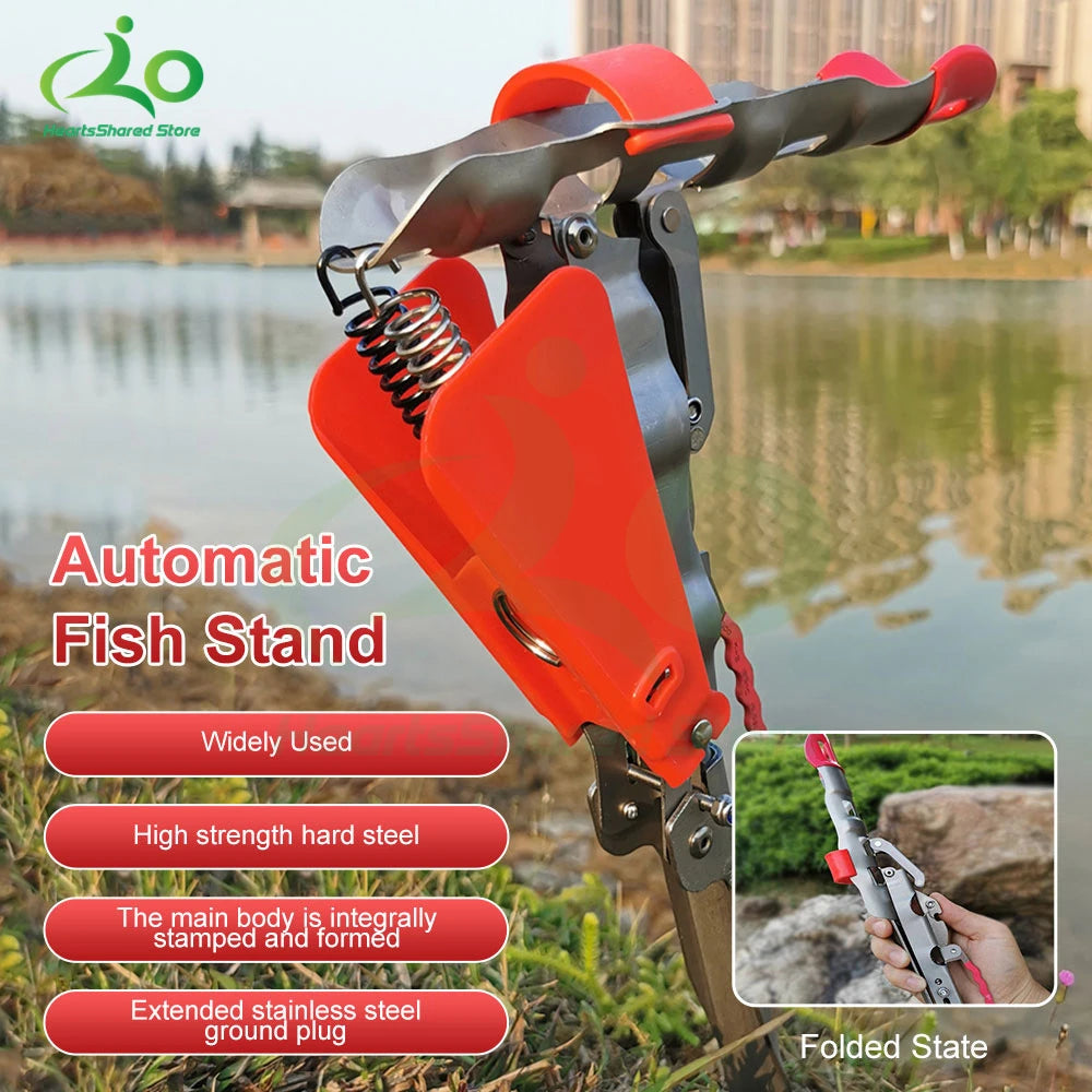 Foldable Automatic Double Spring Angle Fishing Pole Tackle Bracket Anti-Rust Steel Fishing Bracket Rod Holder Fish Tackle