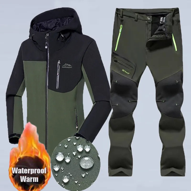 Men Winter Camping Hiking Tracksuit Climbing Skiing Suit Fish Hunting Waterproof