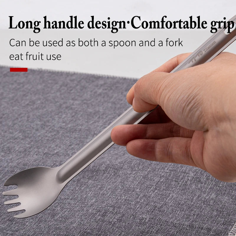 TiTo Titanium Spork Spoon Long Handle Outdor Camping tableware Portable Ultralight