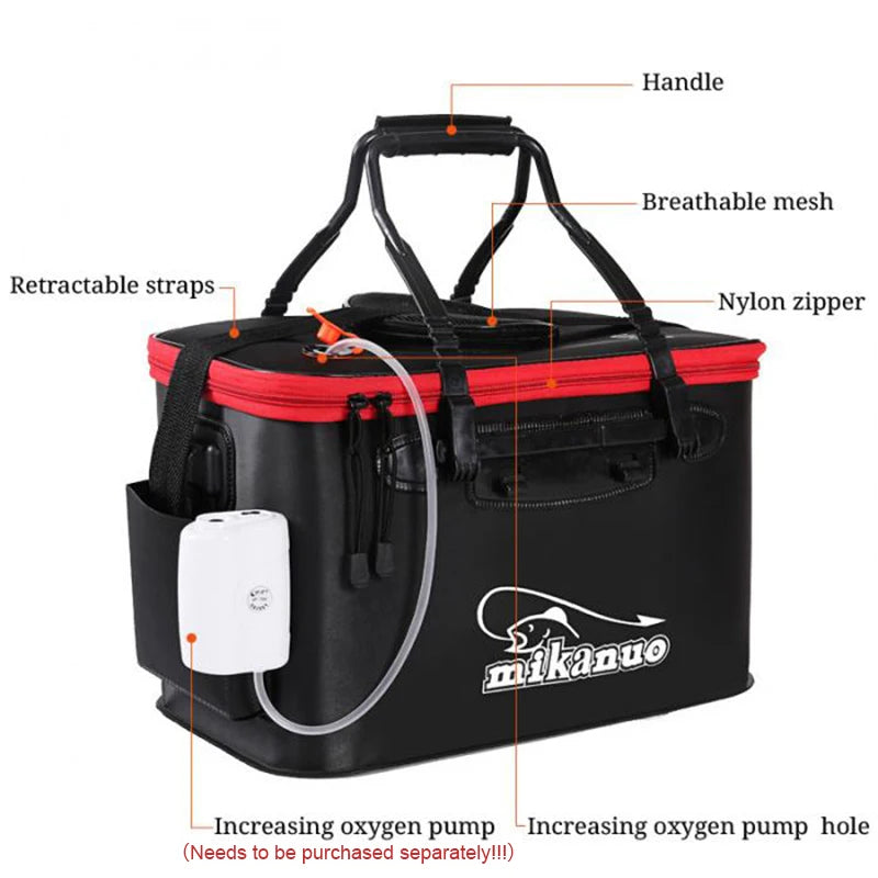 Mikanuo Fishing Box EVA Tackle Bucket Live Fish Water Tank Outdoor Fishing Bag Tool