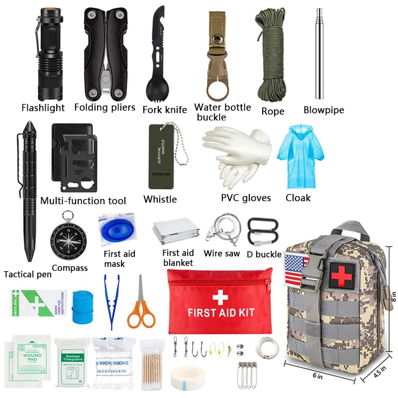 Survival First Aid Kit Survival military full set Molle Outdoor Gear Emergency Kits Trauma Bag Camping Hiking IFAK Adventures