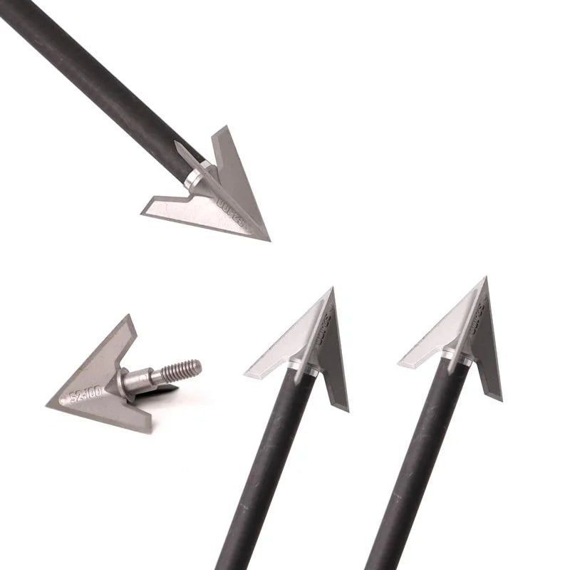 3-24pc 100 Grain Stainless Alloy Arrowhead Archery 3 Fixed Broadhead Hunting Tips For Shooting Accessories