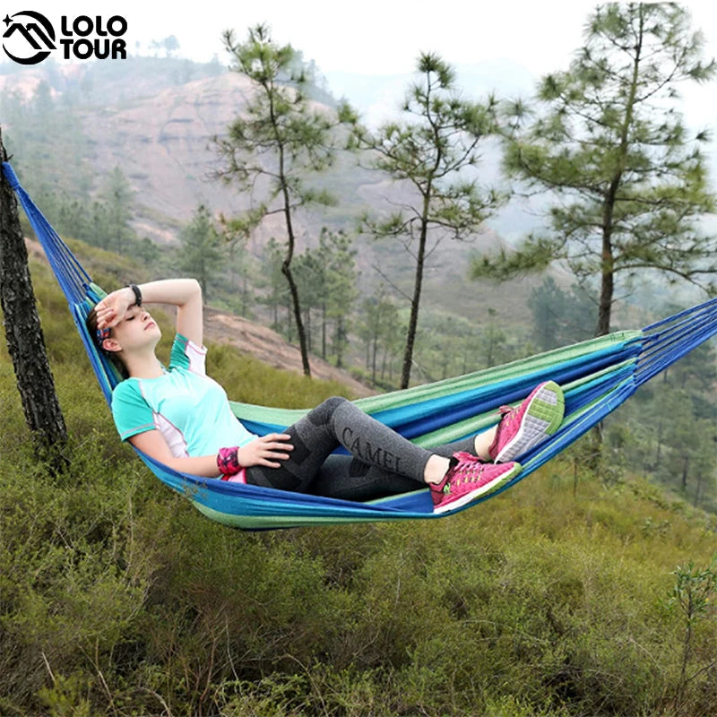 250*150cm 2 People Outdoor Canvas Camping Hammock Bend Wood Stick steady Hamak