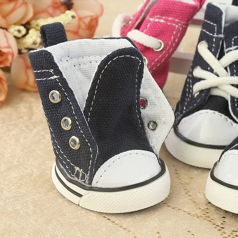 A Pair Cute Pet Anti-skid Shoes Dog Shoes Denim Canvas Covers For Dogs And Cats