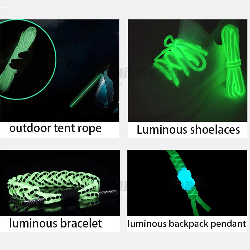 Vilead Wholesale Luminous 4mm Paracord Outdoor Rope Survival Gadgets Ropes Parachute Cord Lanyard Clothesline Paracord Keychain