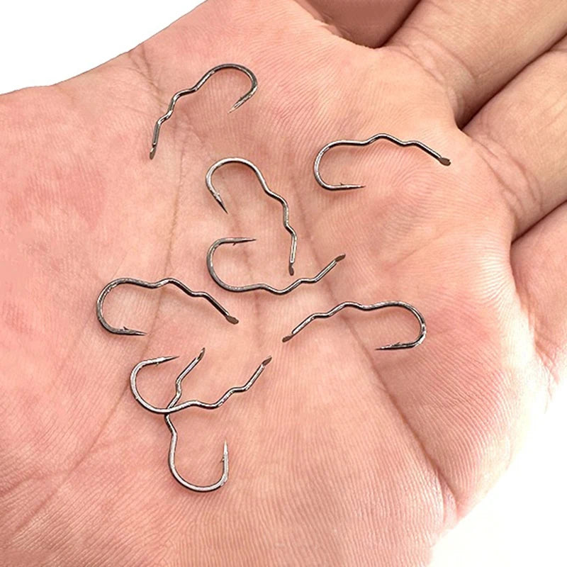 50pcs Winter Ice Fishing Supplies Hook 1#-10# Automatic-Flip Anti-Running Anti-Shedding