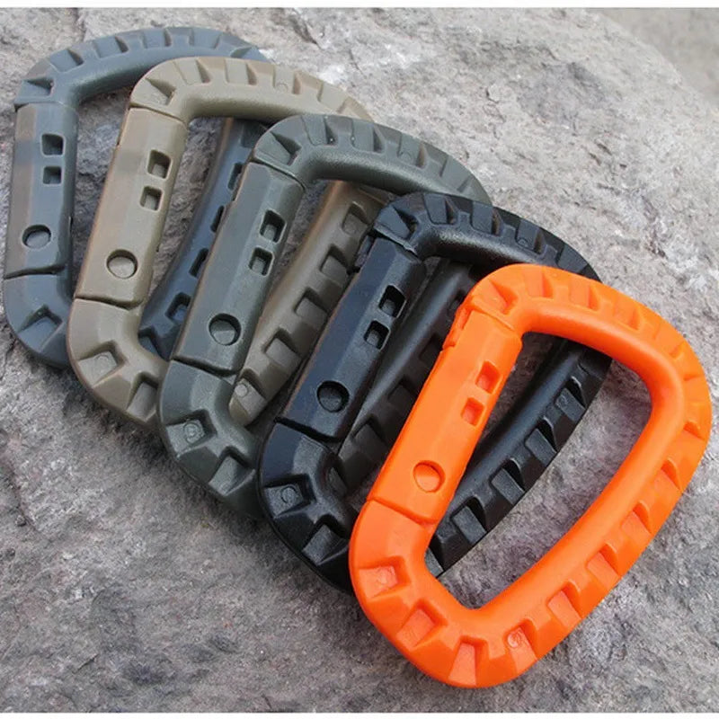 5pcs 8.5cm Tactical Backpack Buckle Fast Tactical Carabiner Plastic Hook D Shape