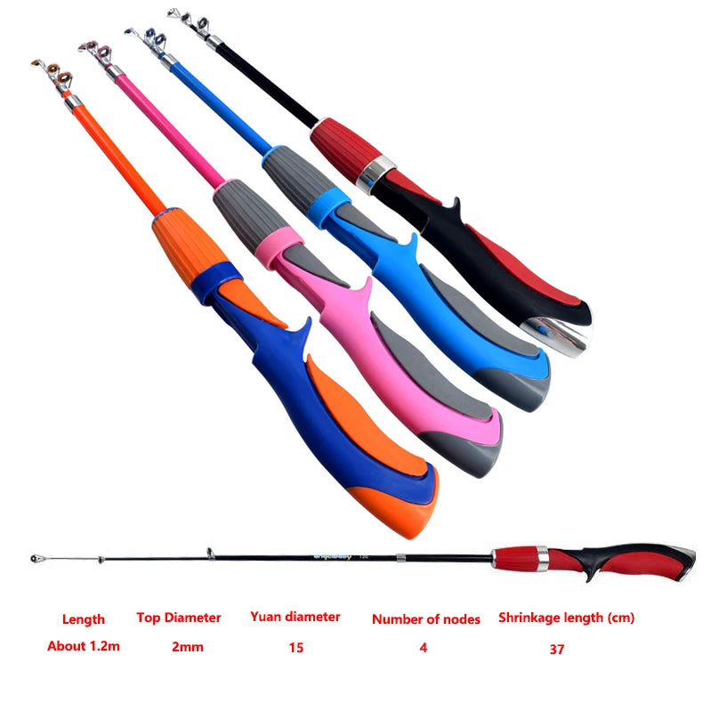 Portable Fishing Rod Suit 3-16 Years Child River Shrimp Carp Fishing Pole 1.2m Winter