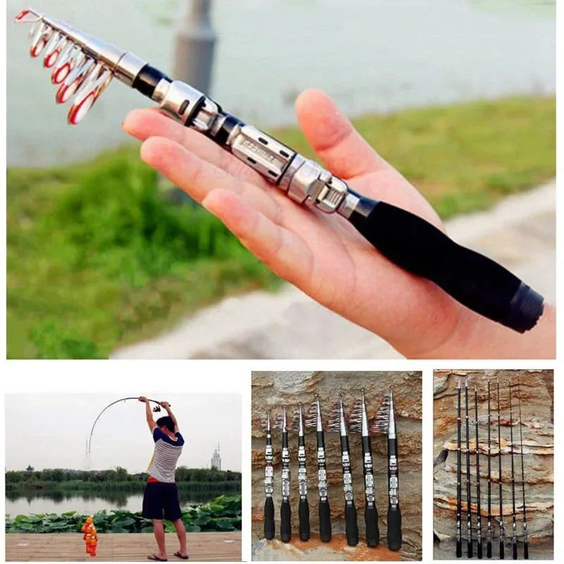 1~2.3m Telescopic Mini Fishing Rods Super Hard Carbon Steel Rivers Lakes Fishing Rod