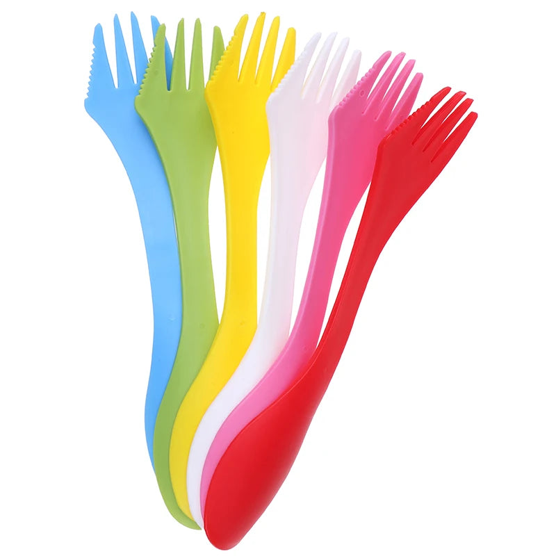 3 In 1 Utensils Plastic Spork Combo Travelling Gadget Cutlery Tableware Spoon Fork Cutter