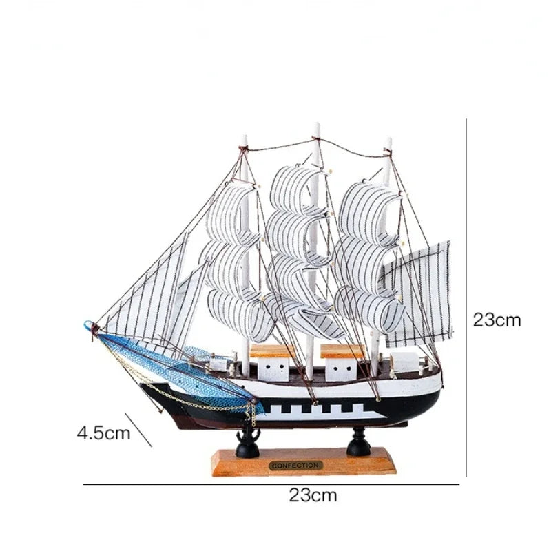 Mediterranean Wooden Sailing Ship Model Handmade Home Decoration, Entrance Living