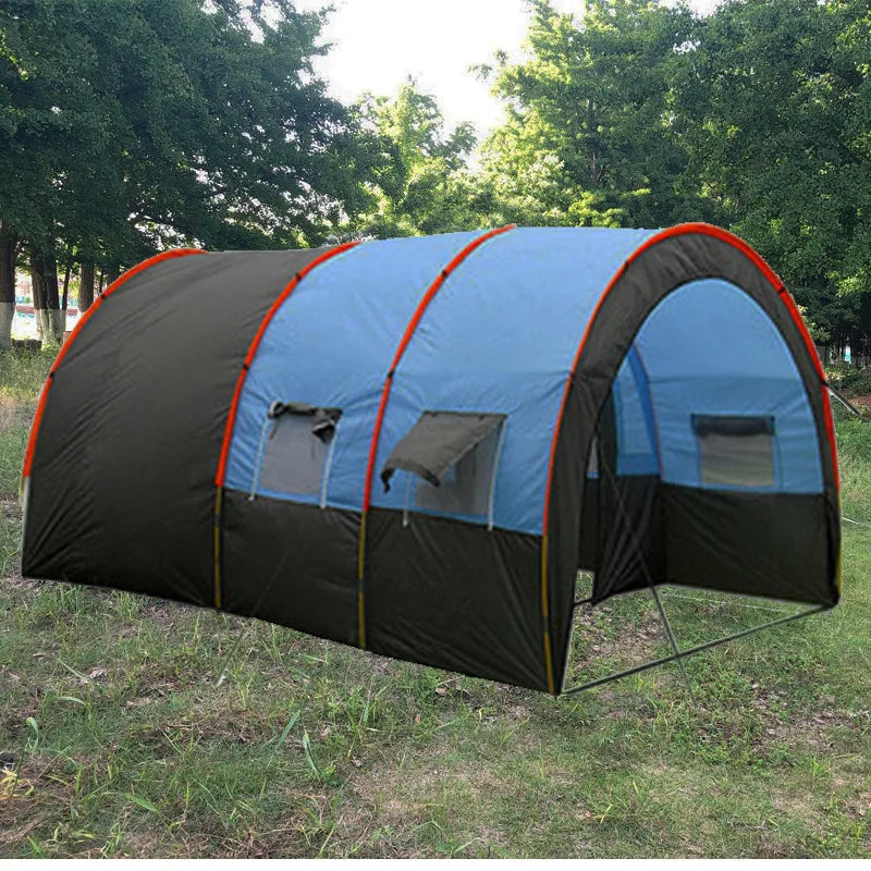 Doule Layer Tunnel Tent 5-10 person Outdoor Camping Family Tent Tourist House