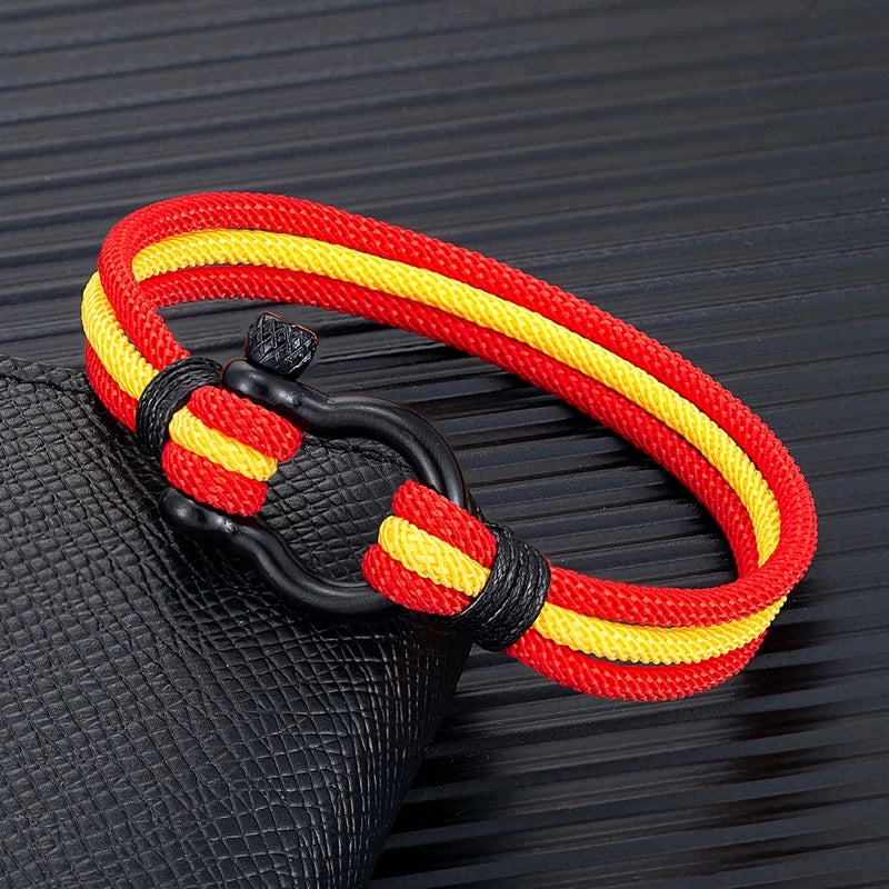 MKENDN Fashion Men Women Argentina Yellow Flag Multilayer Nautical Rope Bracelet