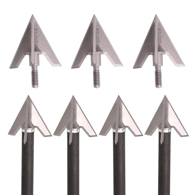 3-24pc 100 Grain Stainless Alloy Arrowhead Archery 3 Fixed Broadhead Hunting Tips For Shooting Accessories