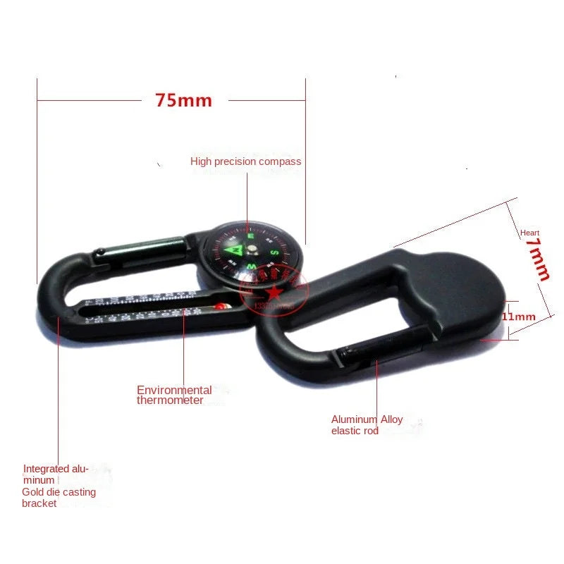 Compass for Navigation Orienteering Ball Compass Thermometer Carabiner Hiking