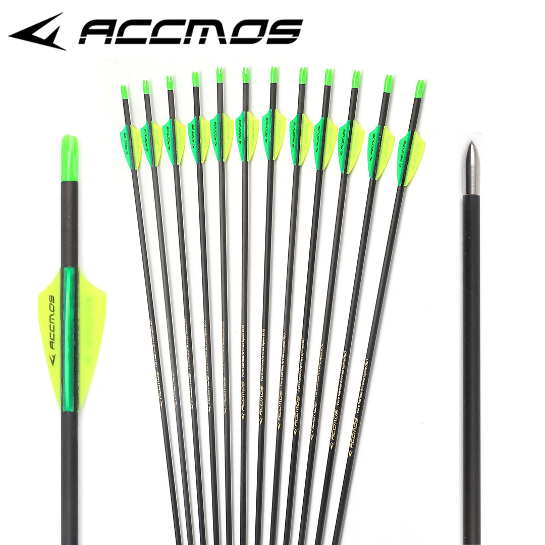 12pc ID4.2 Pure Carbon Arrow Tubes Spine 250 300 350 400 500 600 700 800 1000  Arrow Shafts For Archery DIY Hunting Shooting