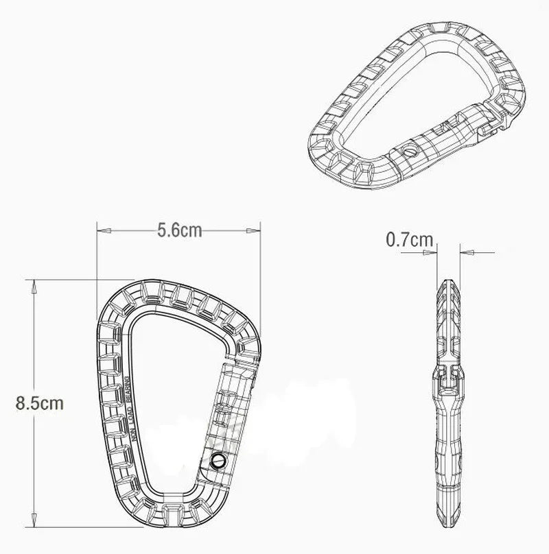 5pcs 8.5cm Tactical Backpack Buckle Fast Tactical Carabiner Plastic Hook D Shape