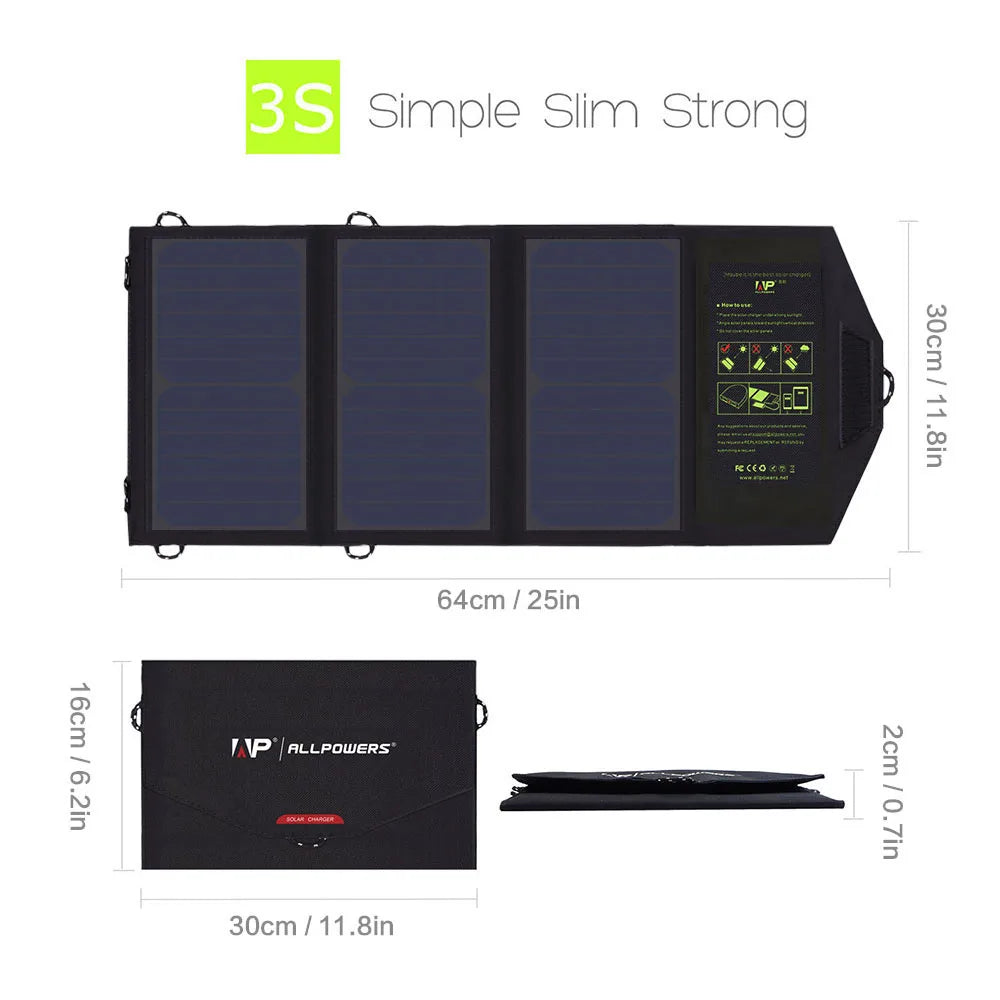 ALLPOWERS Solar Panel 21W 5V Solar Charger Portable Solar Battery Chargers Charging