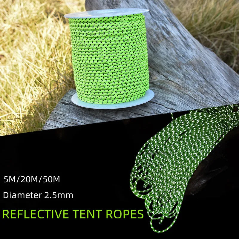 50M Multifunctional Outdoor Paracord Luminous Umbrella Rope Reflective Survival Rescue Umbrella Rope Camping Paracord Cord