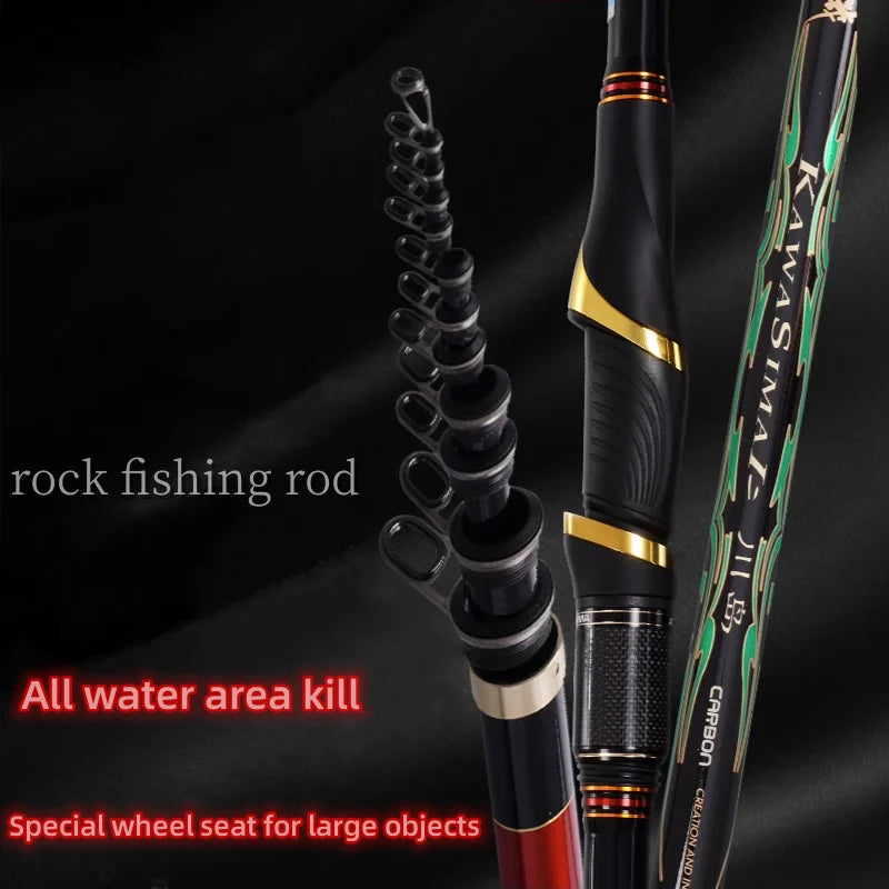 Anmanda Kawasimai Rock Fishing Rod 5m UltraLight carbon reef rock rods Hand Sea Telescopic Dualuse Rod Ocean Rock Fishing pole