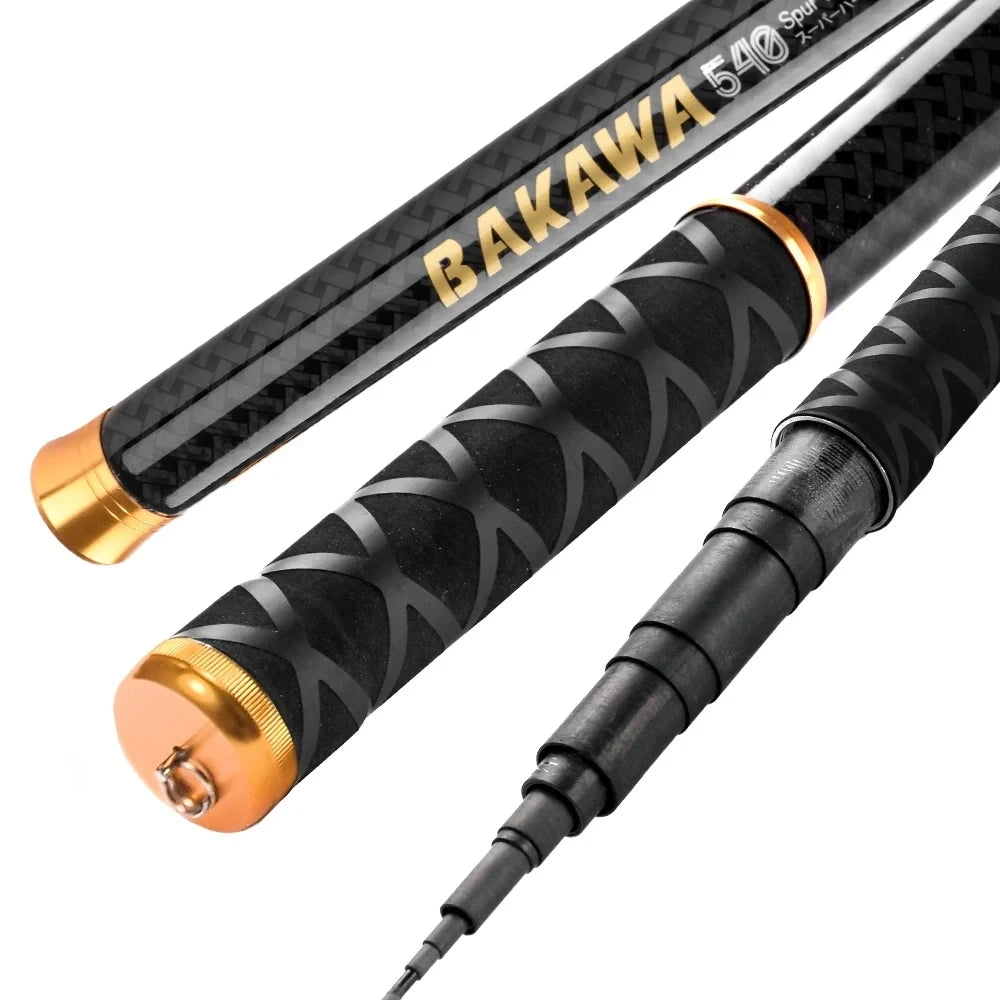 BAKAWA Ultralight Hard Carbon Fiber Hand Fishing Rod Telescopic