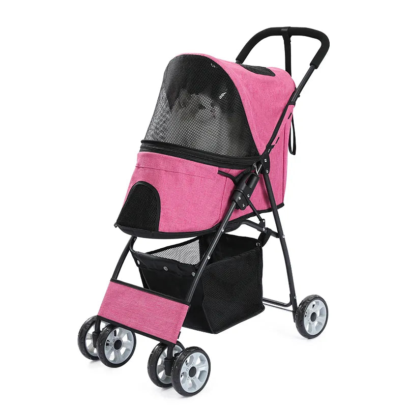 Foldable Pet Stroller Portable Dog Cat Trolley Breathable Carrier for Dog Kitten Travel