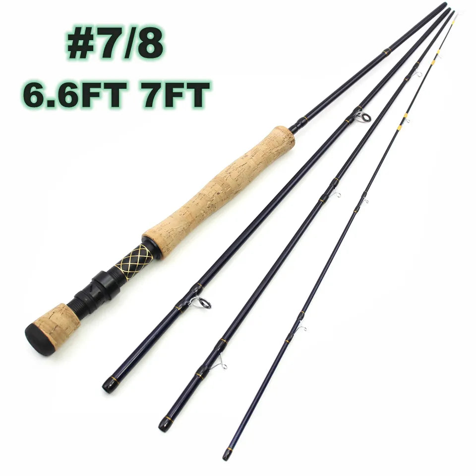 NEW 2.1M Carbon 4 Sections Fly Fishing Rod LW 7/8 Fast Action Freshwater Fly Rods