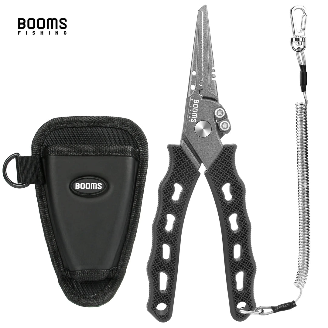 Booms Fishing F07 Fishing Pliers Stainless Steel Braid Line Scissors Cutters Crimper Hook