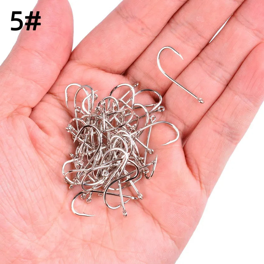 Sea.Yolo Fishing Hooks Fishing Supplies 50pcs Boxed Long Handle Hook Damp Hook Live