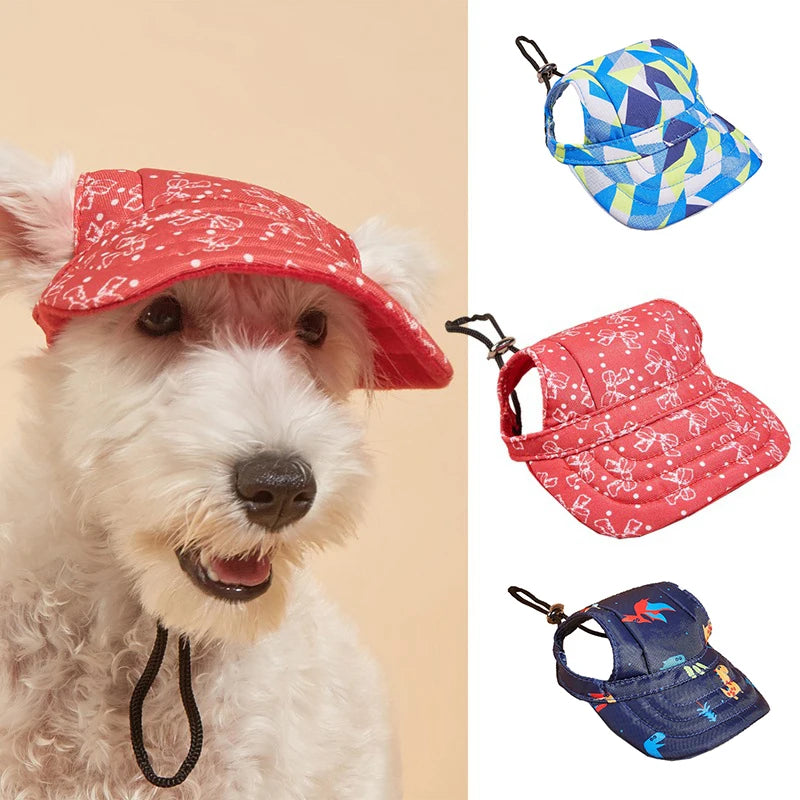 Adjustable Pet Dog Hat Baseball Cap With Ear Holes Windproof Travel Sport Canvas Sun