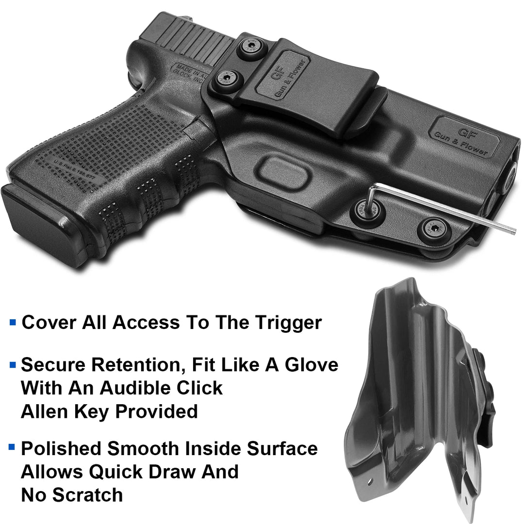 Tactical Holster for Glock 19 19x 23 32 45(Gen 5 4 3) Right Handed Inside the Waistband Polymer Belt Carry Holster Gunflower