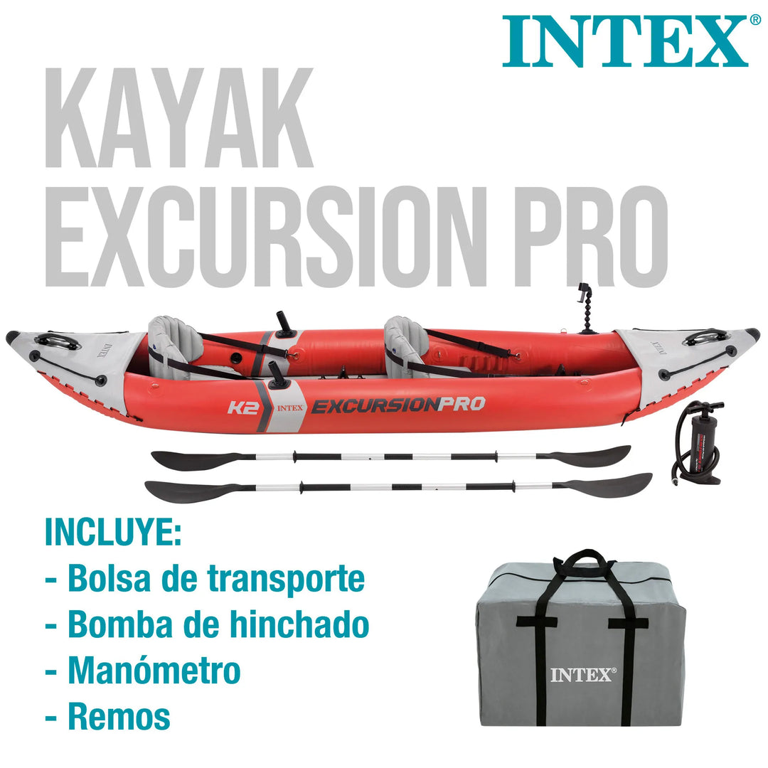 Inflatable Kayak INTEX K2 Excursion Pro oars + inflator, kayak accessories, nautical