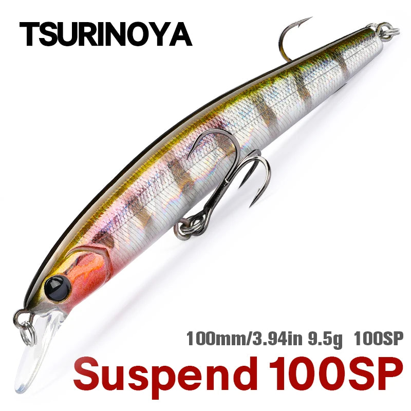 TSURINOYA 100SP Suspending Minnow Fishing Lure DW70 100mm 9.5g Jerkbait Pike Bass